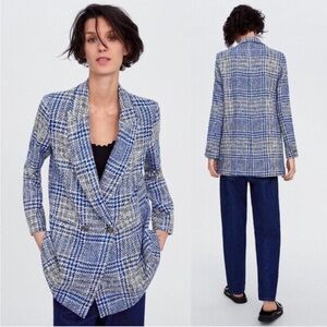 Zara Blue/Gray Tweed Blazer